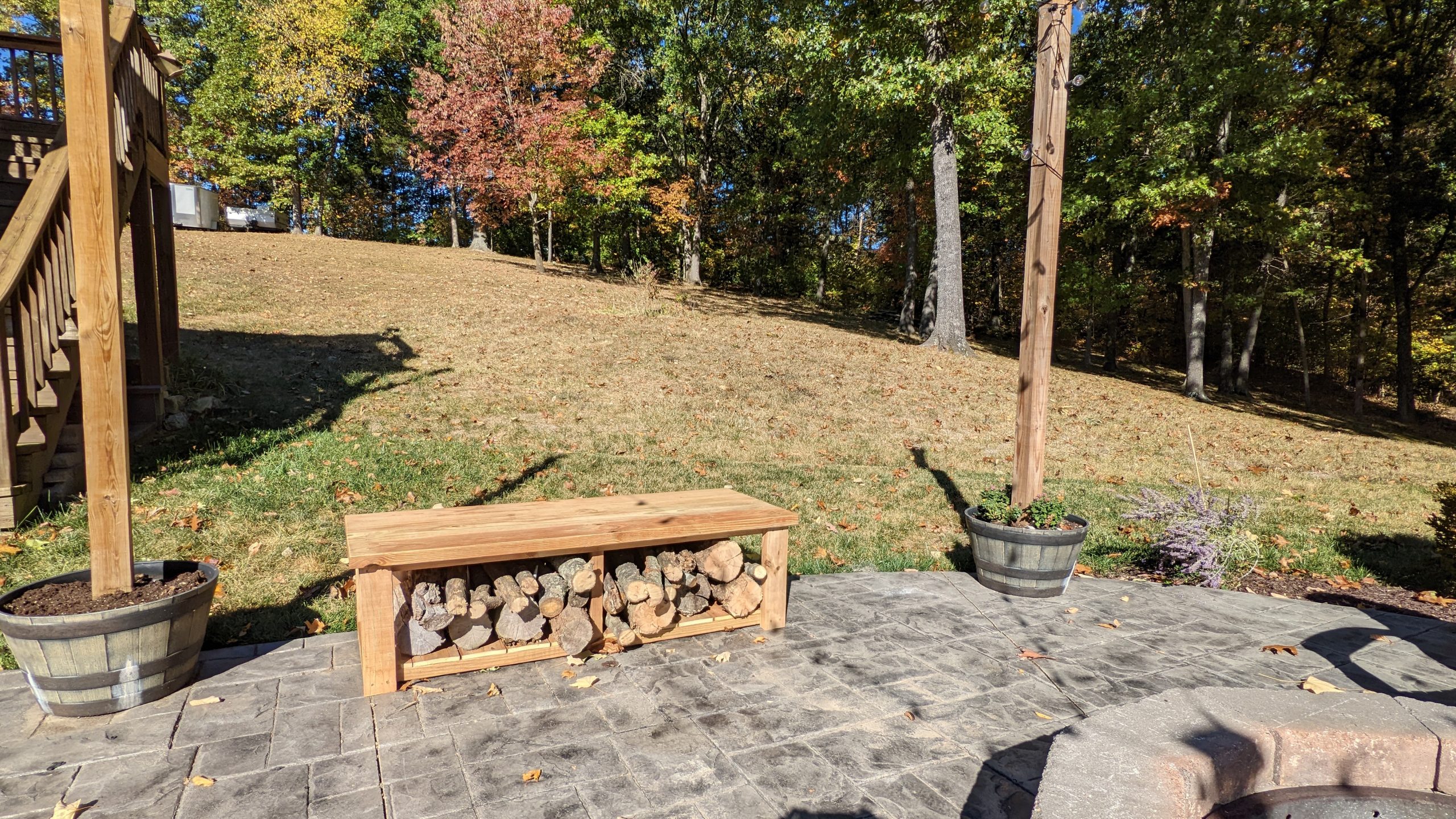 Outdoor Bench With Firewood Storage
